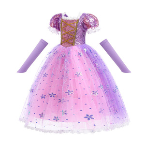 Gonna da Principessa Rapunzel Rosa, <span class=keywords><strong>Costume</strong></span> da Principessa delle Nevi Bianco per Bambine in Poliestere - Product Image 3