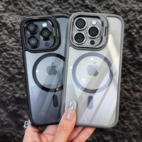 Étui de luxe transparent avec support magnétique pour objectif d'appareil photo et béquille pour iPhone 18 17 16 15 14 13 12 11 Pro Max
