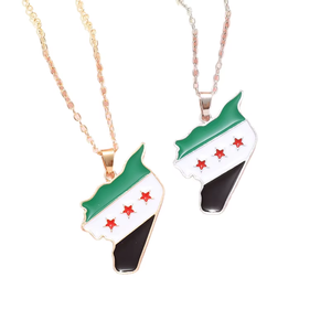 Ciondolo con bandiera libera della Siria con spilla con spilla con bandiera dell'opposizione siria portachiavi collana con bandiera della rivoluzione della mappa siria - Product Image 1