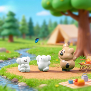 Micro-paesaggio Weij: Orsetto Danzante e Disegnante Mengli, Accessori Decorativi Fai-da-Te per Casa delle Bambole, Piccolo Ornamento da Scrivania - Product Image 3