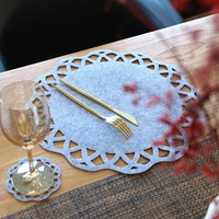 Tapis de table à manger rond résistant à la chaleur personnalisé en usine ensemble de napperons en feutre écologique imperméable et résistant à l'huile avec sous-verres