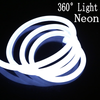 Lumière néon LED ronde à 360 degrés, DC 12V 24V, ruban néon flexible, bande néon de 22 mm, tube en silicone, lumière IP67