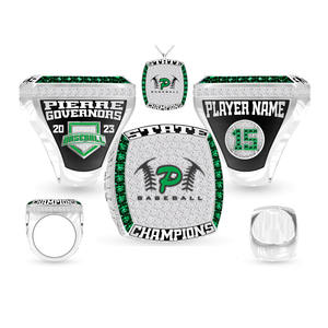 Anillos de campeonato deportivos de metal esmaltados dorados y plateados con logotipo personalizado - Product Image 4