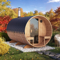 Sauna en bois massif moderne Boyce - Bois de cèdre rouge entier (traité thermiquement) Surface lisse Systèmes de chauffage électriques doubles Infrarouge