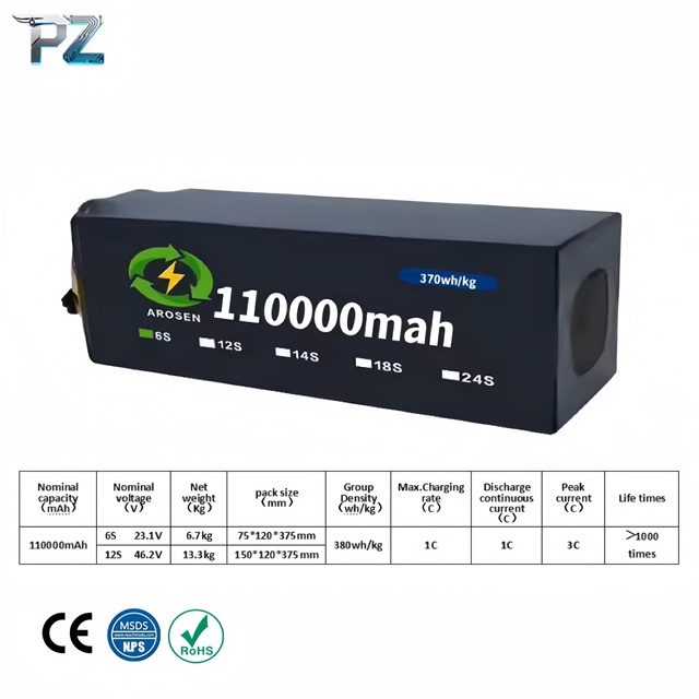 110000mAh 110Ah High Capacity Industrial Drone Battery 6S 12S 23.1V 46.2V Heavy Duty Agricultural Spraying UAV Lithium Battery