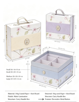 Boîte cadeau portable écologique réutilisable faite à la main avec fermeture magnétique à rabat, motif floral, personnalisable pour les entreprises