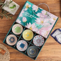 Ensemble de bols en céramique vintage avec design végétal écologique pour les fêtes et dîners au restaurant à la maison Commande minimum 100 pièces
