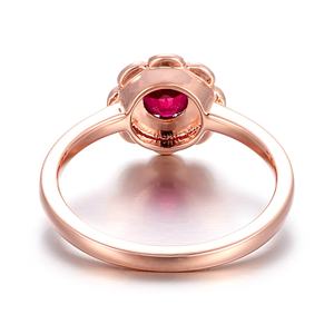 แหวนดีไซเนอร์ แหวนพลอยทับทิมเพาะเลี้ยงในห้องปฏิบัติการ แหวนทองคำแท้ 18K 14K 10K ทองคำโรสโกลด์ แหวนหมั้น แหวนแต่งงาน เครื่องประดับชั้นดีสำหรับผู้หญิง - Product Image 3