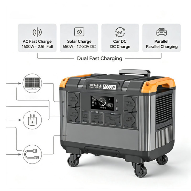 3000w 2688wh Power Station Eu US UK Plug for Rv Camper Caravan Camping Off Grid Travel Energy Storage System