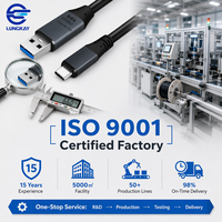 Cable de Extensión USB 3.0 Macho a Hembra LUNGKAY, Cable de Transferencia de Datos USB-A a USB-C para Computadora Multimedia, Carga Rápida