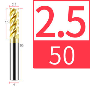 Fresa in Carburo a 4 Taglienti Rivestita in Oro HRC68 1-20mm Utensile CNC per Acciaio Inox 304/316 Lega di Titanio - Product Image 2