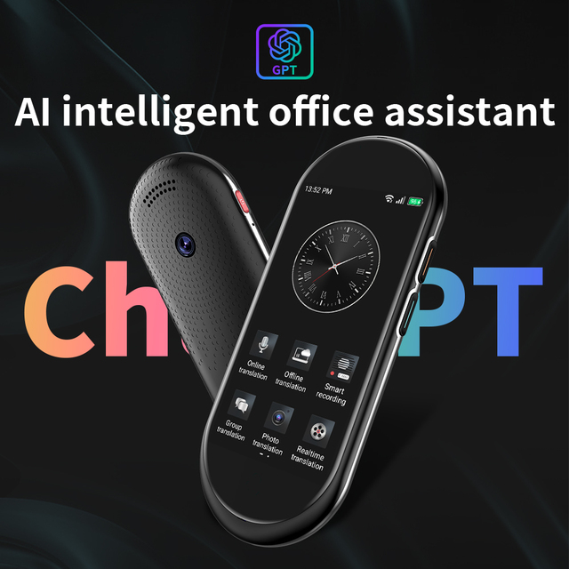 Ai Intelligent Office Assistant Smart Voice Translator Support 4G SIM Card WIFI Photos Speech Offline Translate Learn Travel