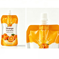 Pochettes souples personnalisées de 150 ml et 250 ml pour jus de fruits, avec bec verseur et bouchon à vis en aluminium