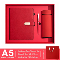 Carnet à feuilles mobiles multifonctionnel A5 avec logo imprimé, bloc-notes d'affaires haut de gamme, coffret cadeau, cuir PU, design moderne, cadeau pour homme