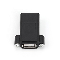 USB 2.0 versi Plug adaptor perempuan berlapis nikel hitam dengan sekrup instal suku cadang telekomunikasi