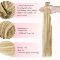 AngelBella 100% Cheveux Humains Vierges Alignés sur les Cuticules Naturelles I Tips Extensions de Cheveux 14-32 Pouces Vrais Cheveux Humains