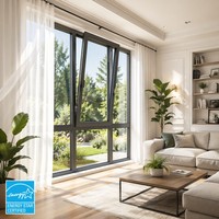 Fenêtre pliante en aluminium minimaliste de la série SOL 55, certifiée Energy Star, insonorisée, triple vitrage isolant, pour taille personnalisée