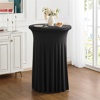 Nappes rondes en spandex avec jupe pour table de cocktail, housse extensible pour table de bar et table haute