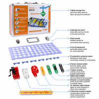 Kit électronique de circuits DIY de luxe 3198, jouet d'expérimentation scientifique, boîte en aluminium, manuel en anglais pour enfants