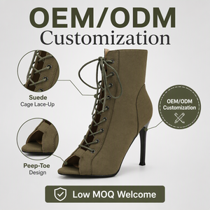 Bottes courtes à lacets en daim pour femmes, talons hauts de style jazz, sandales sexy à talons aiguilles, chaussures de danse spéciales pour la performance - Product Image 5