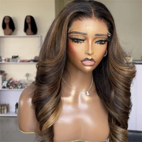 Perruques en cheveux humains HD 13x4 bruns, Perruques Lace Frontal en cheveux bruts, Perruques en cheveux humains couleur marron méché blond