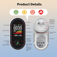 Sensor Suhu dan Kelembapan 3-in-1/4-in-1 Detektor Gas Beracun & Karbon Dioksida Alarm Suara+Lampu Plastik ABS untuk Dapur & Garasi