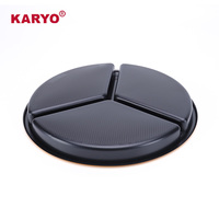 KARYO 281-2 Boîte d'emballage pour viande fraîche, fruits et légumes à 3 compartiments, boîte ronde en plastique jetable pour aliments, sushi