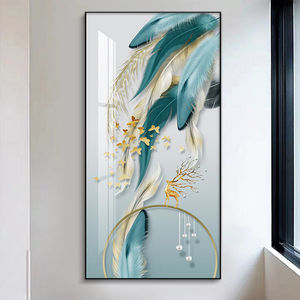 Peinture de porcelaine en cristal de cygne nordique moderne abstraite de luxe, image d'animal de cerf, décoration murale - Product Image 4