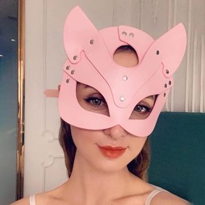 Masque de chat en cuir pour femme SINSEN, demi-masque pour les yeux, accessoire de costume pour fête d'Halloween - Product Image 4