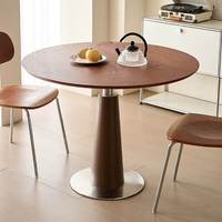 Table ronde de café en bois massif, table à manger et chaises pour la maison, style ancien