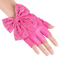 Gants sexy pour femmes, style punk rock, avec grand nœud, en cuir PU, pour le cyclisme, la pêche, le ski, écologiques, respirants, demi-doigts, quatre saisons
