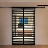 Porte coulissante en alliage d'aluminium sur mesure, isolation acoustique, verre trempé, étanche, minimaliste, pour usage intérieur, balcon, cuisine