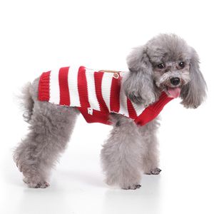 Modern Style Cute Red &amp; White Striped Christmas Reindeer Pet Sweater for <strong>Dogs</strong> XS-XXL Luxury Apparel for Winter &amp; Autumn - Product Image 1