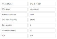Nouveau processeur Core I5-11400F I5 11400 2,6 GHz 6 cœurs 12 threads CPU LGA 1200 I5 11400f