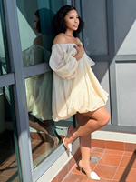 Robe de princesse sexy et tendance à épaules dénudées et manches bouffantes pour femmes européennes et américaines, taille plus