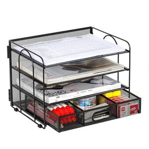 Metal Mesh Office Paper Organizer with <b>File</b> Holder for Desk 4 Tier Letter Tray Office Desk Organizers and Accessories - Product Image 2