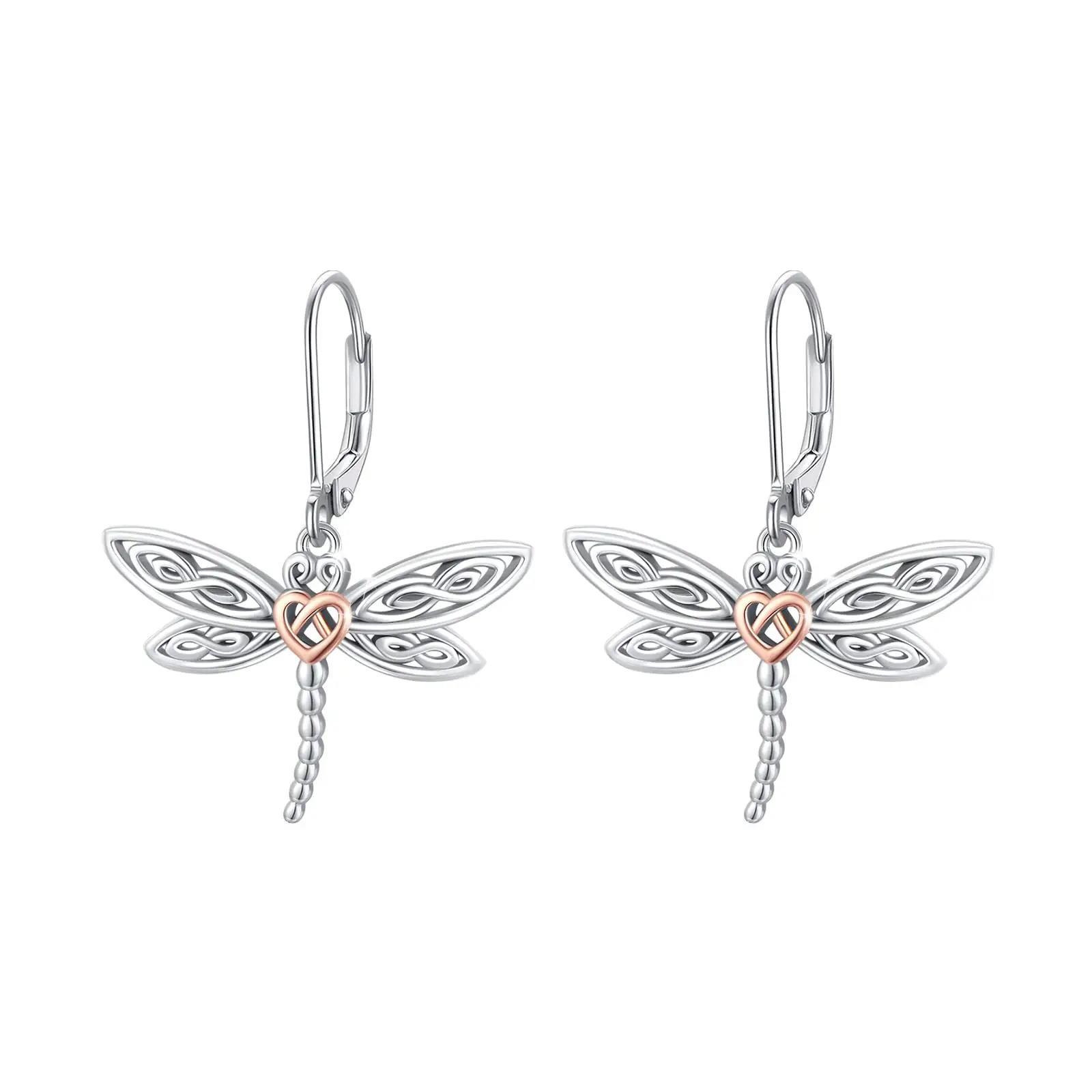 2023 Neuankömmling Trendy 925 Sterling Silber Celtic Dragonfly Cute Animal Drop Creolen Schmuck für Frauen Mädchen Teen