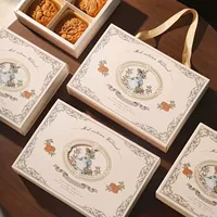Boîte d'emballage pour gâteaux de lune - Coffret cadeau rétro pour le Festival de la Mi-Automne - Boîte cadeau pour pâtisseries au jaune d'œuf et crème glacée
