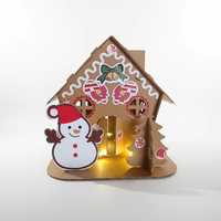 Kit Kerajinan Rumah Natal DIY dari Karton untuk Anak-anak, Dilengkapi Lampu LED, Mainan, Set Aktivitas Liburan, Kerajinan Kertas Bergelombang