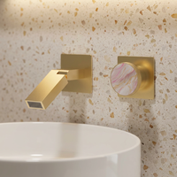 Robinet Mitigeur de Lavabo Mural de Luxe Tout en Laiton, Eau Chaude et Froide, pour Meuble de Salle de Bain