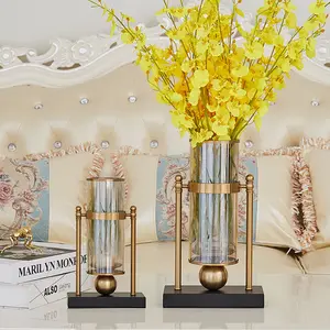Винтажная L-образная горшок для свечей, большая стеклянная ваза с круглым дном, стеклянные и золотые вазы для свадебных центральных элементов