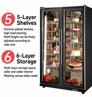 Vitrine de pâtisserie professionnelle de luxe, ventilée, sans givre, réfrigérée, avec éclairage LED à vision claire