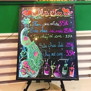 Placa de menus para restaurante e loja de bebidas, iluminada piscando, marcadores de fluorescência coloridos apagáveis, iluminação LED