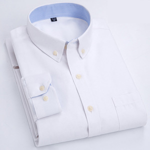 RNSHANGER <span class=keywords><strong>camicia</strong></span> da <span class=keywords><strong>uomo</strong></span> a maniche lunghe Oxford a righe Casual con tasca anteriore attoppa camicie da lavoro con colletto abbottonato - Product Image 3