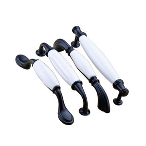 Ceramic <b>Cabinet</b> Handles Oval Black White Farmhouse Style Drawer Door Hardware Durable 6119 6036 - Product Image 2