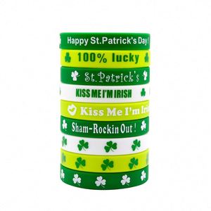 Irish Festival Silicone Bracelet St. Patrick's Day Rubber Bracelet Green Lucky Grass Silicone Bracelet Party <b>Gift</b> - Product Image 2