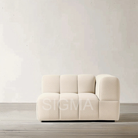NOVA White Living Room Lounge Sofá de 2 plazas Sofá seccional Tela de lana de cordero Sofás tapizados escandinavos con patas de madera maciza