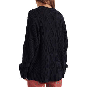 Pull en laine mélangée pour femmes, col rond, tricot torsadé, coupe ample, décontracté, pour rendez-vous, événements culturels, design texturé, vente en gros personnalisée - Product Image 2