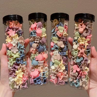 Set Jepit Rambut Mini Full Jar untuk Anak Perempuan, Jepit Rambut Plastik Bentuk Bunga Lucu, Set Jepit Rambut Kecil Matte untuk Aksesoris Rambut Anak