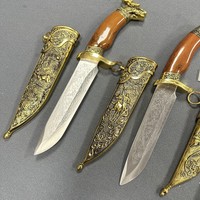 HK21R gaine texturée dorée appelant Sculpture de cerf couteau de Cosplay non aiguisé accessoire de film couteau en acier accessoires de jeu de rôle